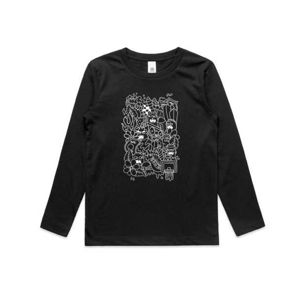 Doodle - White - KONE - Ethan Koning - Kids Longsleeve Tee Thumbnail