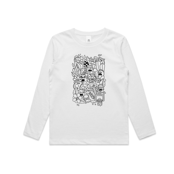 Doodle - Black - KONE - Ethan Koning - Kids Longsleeve Tee Thumbnail